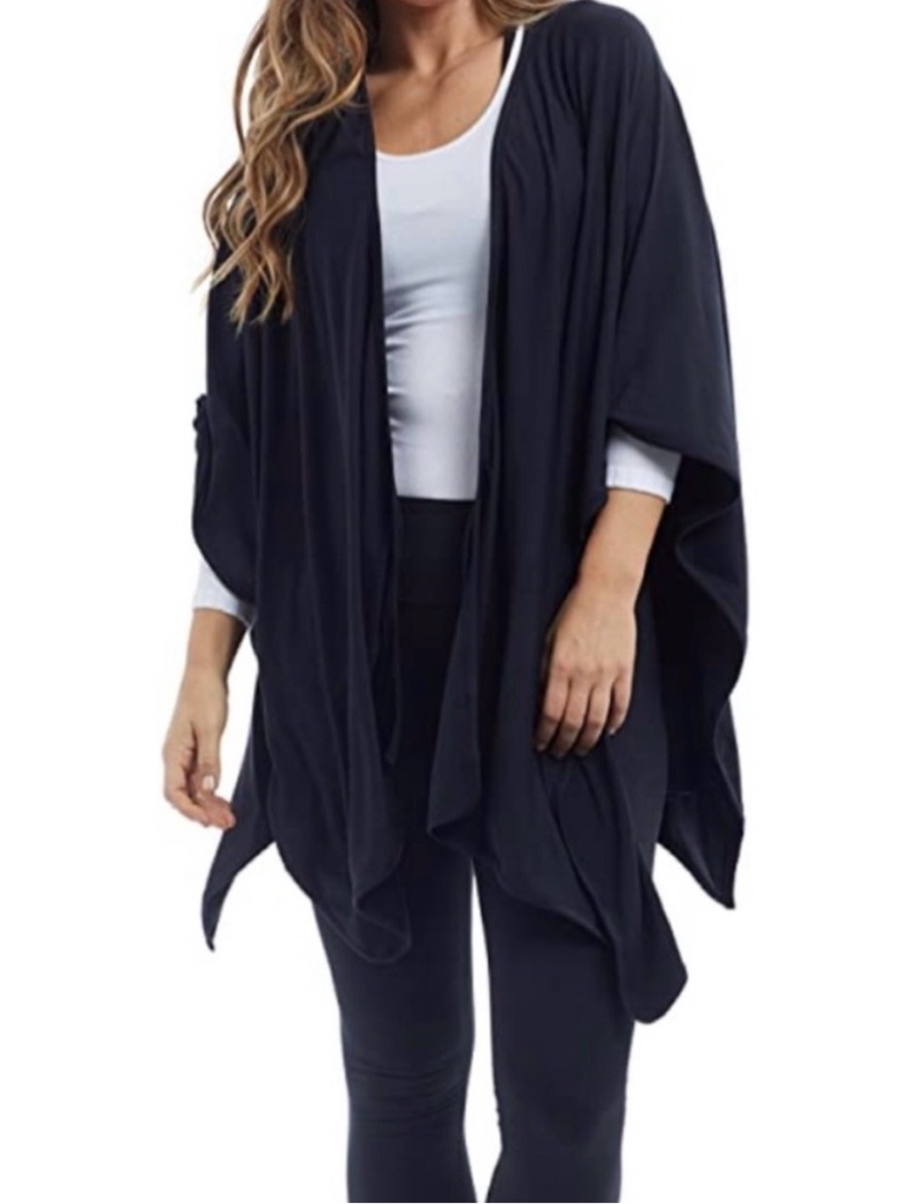 Balance Collection Cozy Wrap Cover Up Poncho Black One Size Fits Most Soft